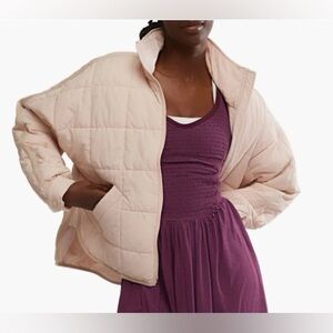 Free People Movement Pippa Puffer Jacket Blush Pink Sz Large NWT